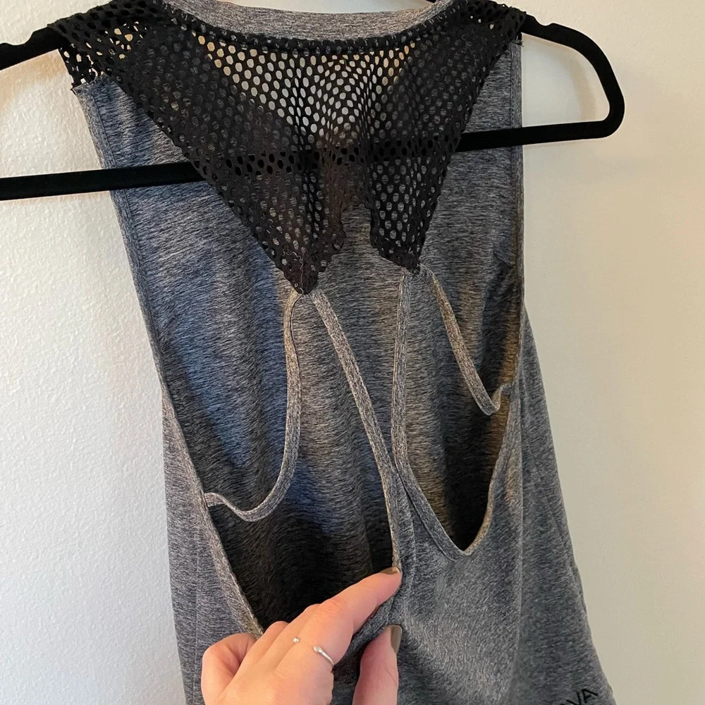 RARE Kiava | Strappy Mesh Racerback Tank | Size XS | Black and Gray - Picture 5 of 7
